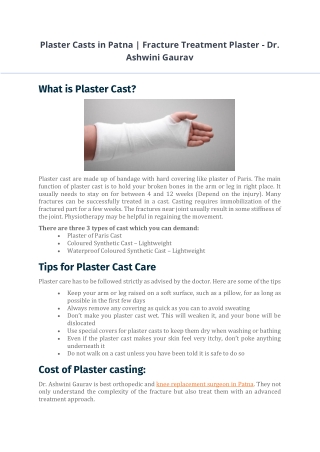 Fracture Treatment Plaster