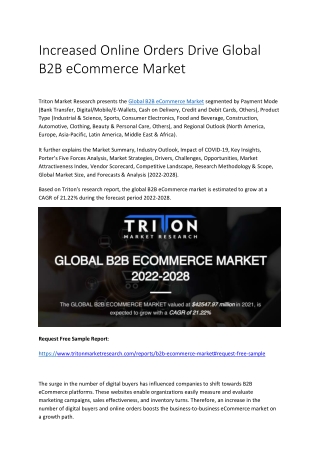 Increased Online Orders Drive Global B2B eCommerce Market