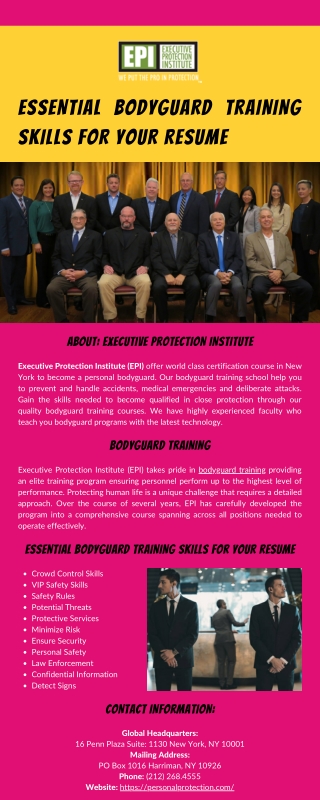 Essential Bodyguard Training Skills for Your Resume