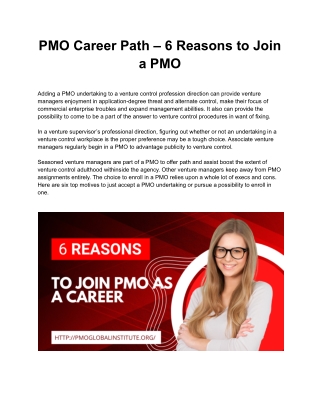 PMO Career Path – 6 Reasons to Join a PMO