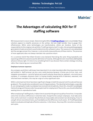 The advantages of calculating ROI for IT staffing software | Maintec