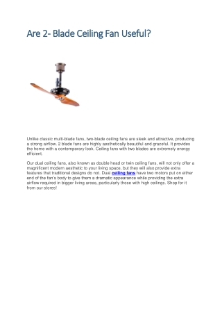 Are 2- Blade Ceiling Fan Useful?