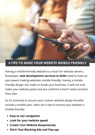 4 TIPS TO MAKE YOUR WEBSITE MOBILE FRIENDLY