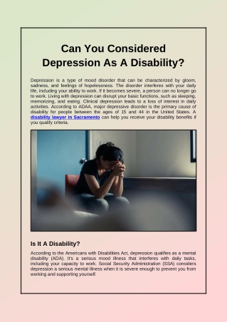Can You Considered Depression As A Disability?