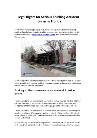 Legal Rights for Serious Trucking Accident Injuries in Florida
