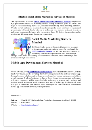 Effective Social Media Marketing Services in Mumbai