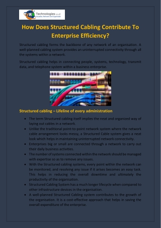 How Does Structured Cabling Contribute To Enterprise Efficiency