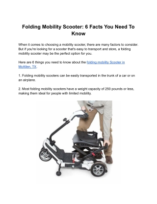 Folding Mobility Scooter: 6 Facts You Need To Know