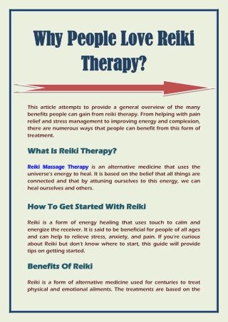 Why People Love Reiki Therapy