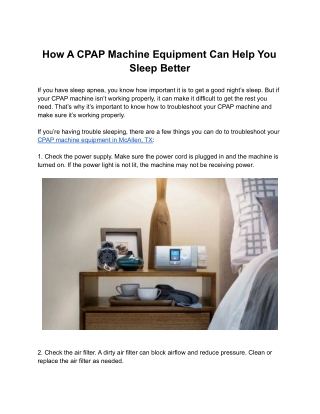 How A CPAP Machine Equipment Can Help You Sleep Better