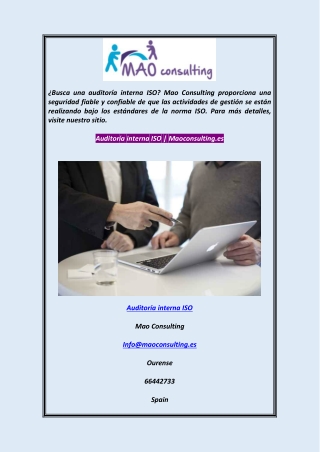 Auditoría interna ISO  Maoconsulting.es