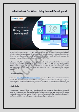 What to look for When Hiring Laravel Developers - ScalaCode