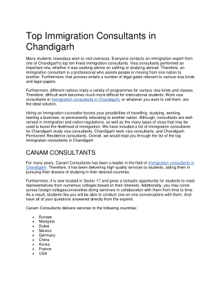 Top Immigration Consultants in Chandigarh