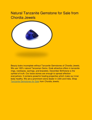 Natural Tanzanite Gemstone for Sale from Chordia Jewels