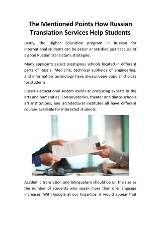 The mentioned Points How Russian Translation services help students
