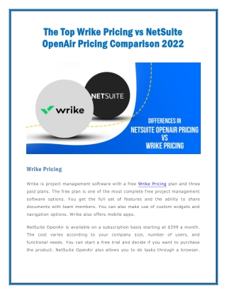 The Top Wrike Pricing vs Netsuite OpenAir Pricing Comparison 2022