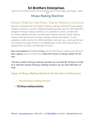 khoya making machine