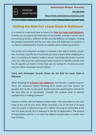 Getting the Best Car Lease Deals in Baltimore