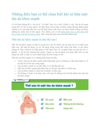 Những điều bạn có thể chưa biết khi sở hữu một làn da khỏe mạnh