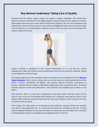 Buy Women Underwear Taking Care of Quality