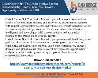 Global Cancer Spit Test Device Market  Industry Share, Size, Growth, Demands
