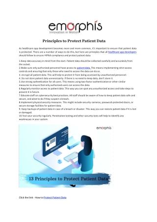 13 Principles to Protect Patient Data