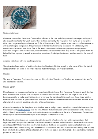 Frederique Constant Watches - Maintaining the Quality in Watchmaking