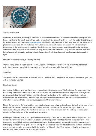 Frederique Consistent Watches - Preserving the Quality in Watchmaking