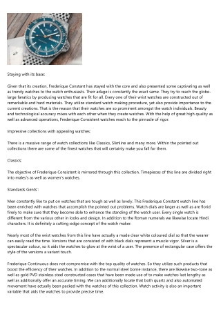 Frederique Consistent Watches - Keeping the Quality in Watchmaking
