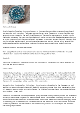 Frederique Constant Watches - Keeping the High Quality in Watchmaking