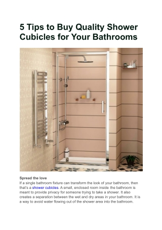 5 Tips to Buy Quality Shower Cubicles for Your Bathrooms