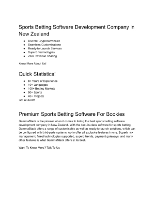 Sports Betting Software Development Company in New Zealand | GammaStack