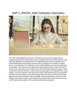 SAP C_ARSOR_2208 Certification Description