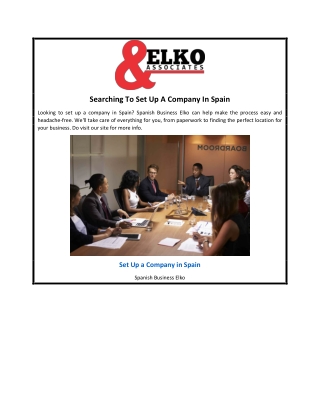 Searching To Set Up A Company In Spain