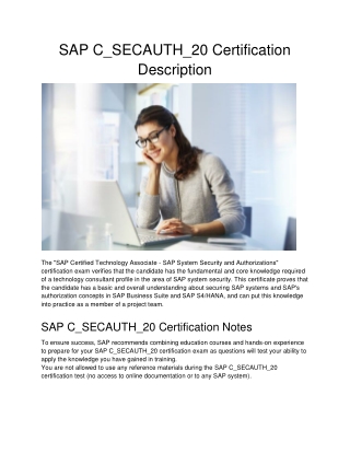 SAP C_SECAUTH_20 Certification Description