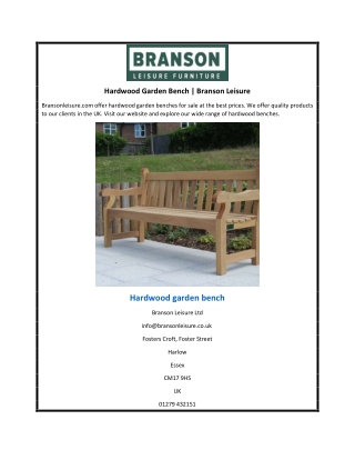 Hardwood Garden Bench | Branson Leisure