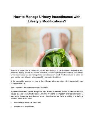 How to Manage Urinary Incontinence with Lifestyle Modifications