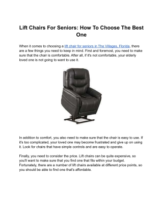 Lift Chairs For Seniors: How To Choose The Best One