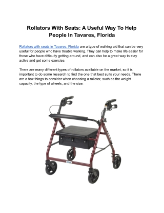 Rollators With Seats: A Useful Way To Help People In Tavares, Florida