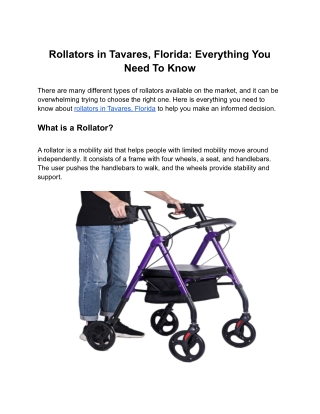 Rollators in Tavares, Florida: Everything You Need To Know