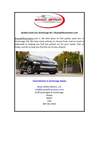 Quality Used Cars Anchorage Ak | Bryanjefferymotors.com