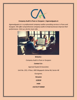 Company Audit in Pune or Gurgaon  Agarwalgupta.in