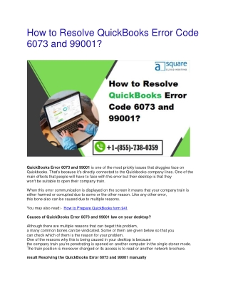 How to Resolve QuickBooks Error Code 6073 and 99001?