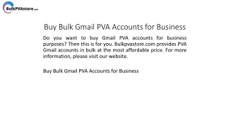 Buy Bulk Gmail PVA Accounts for Business Bulkpvastore.com