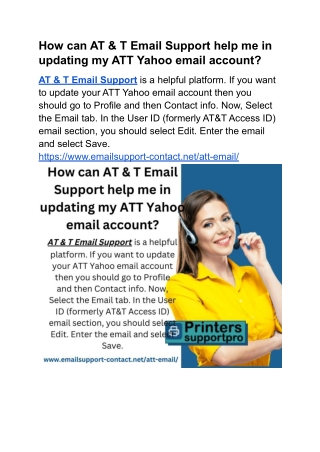 How can AT & T Email Support help me in updating my ATT Yahoo email account?