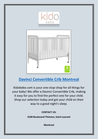 Davinci Convertible Crib Montreal | Kidobebe.com