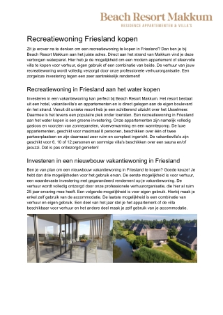 Recreatiewoning Friesland kopen