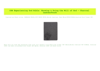 PDF) CSB Experiencing God Bible Knowing & Doing the Will of God - Charcoal LeatherTouch in format E-