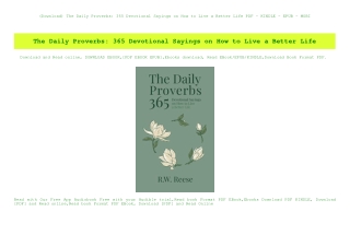 (Download) The Daily Proverbs 365 Devotional Sayings on How to Live a Better Life PDF - KINDLE - EPU