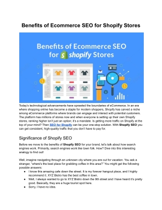 Benefits of Ecommerce SEO for Shopify Stores